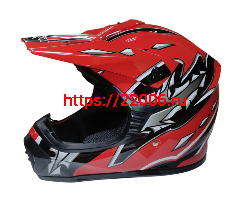 Шлем кроссовый KIRIN QL-128S, черный, красный, черн-крас, чер-желт, размер S фото 2