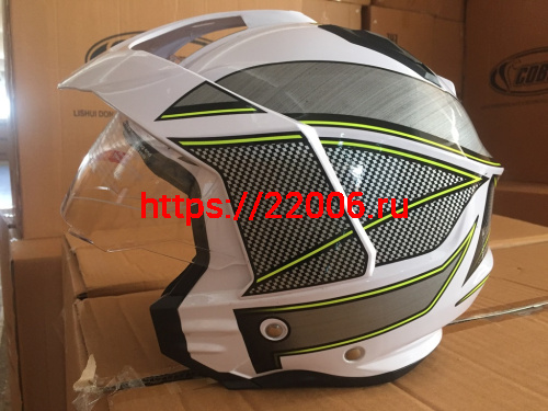 Шлем открытый 3/4 COBRA JK521, белый с серым(3), черный с графикой(2), размеры M фото 2