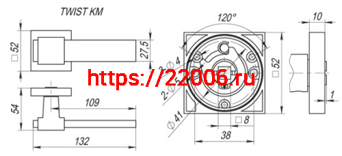 Ручка Fuaro (Фуаро) раздельная TWIST KM SN/CP-3 фото 3