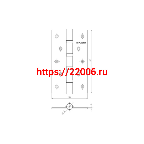 Универсальная петля Fuaro 4BB 150x95x3 WAB «матовая бронза» фото 3