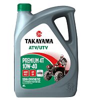 Масло TAKAYAMA PREMIUM,  4T 10W40  ATV/UTV SL MA-2  п/синт, 4 литра  6056119