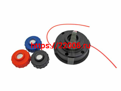 Катушка для тримера (для гнутых штанг) +набор 4 болта(М6х1; М6х1,25; М8х1,25; М8х1,25лев.резьб.)(наружний d-93мм) в блист.