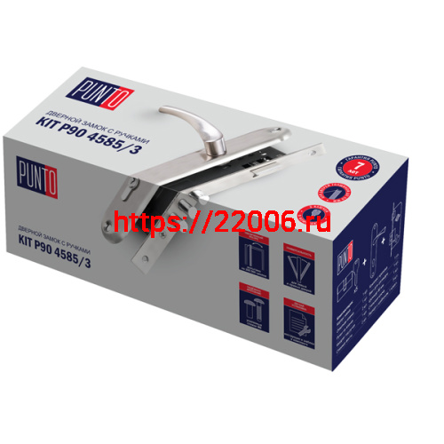 Замок Punto (Пунто) цилиндровый в комплекте с ручкой LOCKSET90.CRONA.4585-3 (KIT P90 4585/3 CRONA) SN мат.никель фото 2