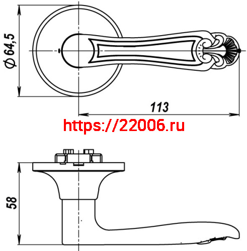 Ручка Fuaro (Фуаро) защелка DK637/BL РB-Е (637/BL РB-Е) (кл/фик.) золото фото 2