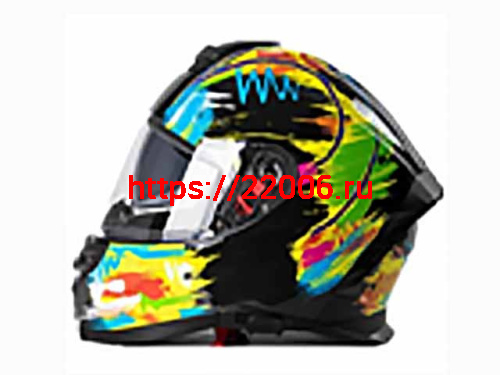 Мотошлем VIRTUE MD-820 закрытый с визором черный с разноцветным рисунком (L)