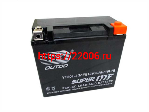 Аккумулятор OUTDO VRLA YT20L-4(MF) (12v/20hr) залитый гермитичный (177*88*155) 4