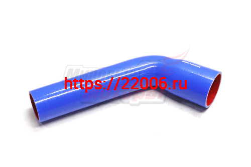 Патрубок радиатора нижний КАМАЗ, силикон.,синий,армир. L450мм,d70/60мм. (HH019)