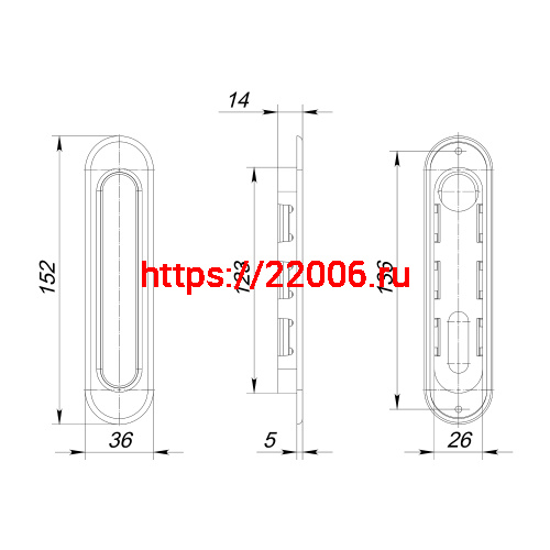 Ручка Punto (Пунто) для раздвижных дверей SH.SL152.010 (Soft LINE SL-010) SN матовый никель фото 4