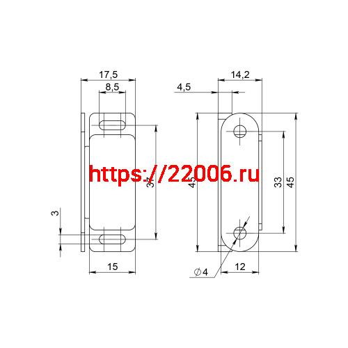 Защелка Ajax (Аякс) магнитная пластиковая ZLM15х45 BL черный фото 2