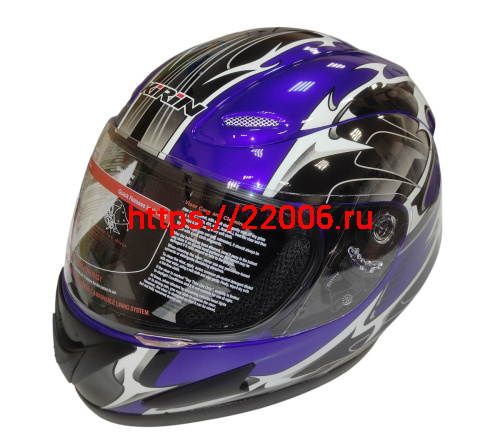 Шлем интеграл KIRIN KL-118, черный, серый, красный, синий, размер S