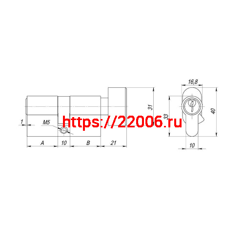 Цилиндровый Ajax (Аякс) механизм (AX102/60) AX1002Knob60 (25+10+25)/HD CP хром 4Key с вертушкой фото 3