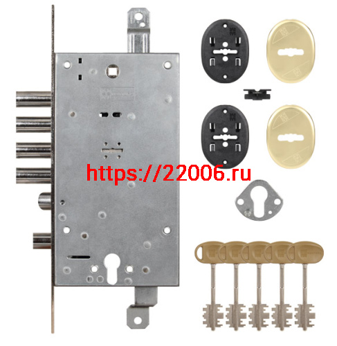 Замок Mottura (Моттура) врезной двухсистемный 54.797-D (правый), ключ 40 мм, без накл. фото 2