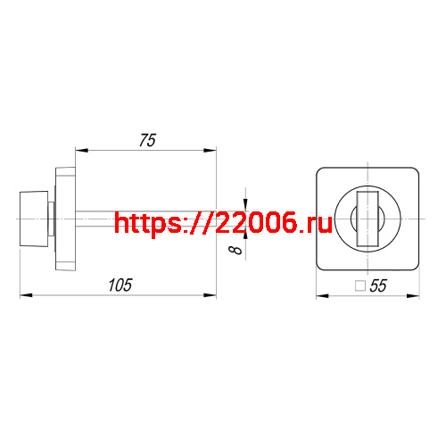 Ручка Armadillo (Армадилло) поворотная BKW8.K.SQ52 (BKW8/SQ) CP-8 хром фото 3