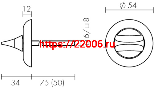 Ручка Fuaro (Фуаро) поворотная BKW8x65.R.HMR54 PLASTIC (HMR8x65) СP хром фото 2