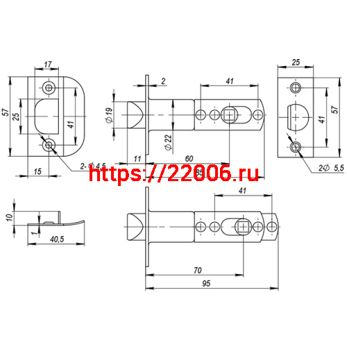 Ручка Ajax (Аякс) защелка DK610 SN-PS (6010 SN-P) (без фик.) мат. никель фото 3