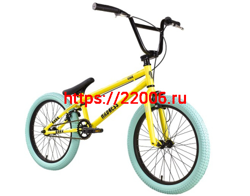 Велосипед 20" Stark'25 Madness BMX 1 (рама ст.,клещ. торм.) лимонный/черный/лазурный