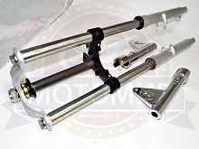 Вилка телескопическая передняя  FLASH в сборе (перо 27 мм) ось 10мм (барабанный тормоз) (НАБОР)