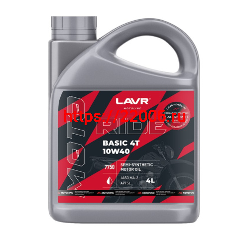 Масло LAVR MOTO RIDE BASIC для 4т двигателей, полусинтетика, SAE 10W40, API SL , 4 литр. (Ln7750) Масло LAVR MOTO RIDE BASIC для 4т двигателей, полусинтетика, SAE 10W40, API SL , 4 литр. (Ln7750)