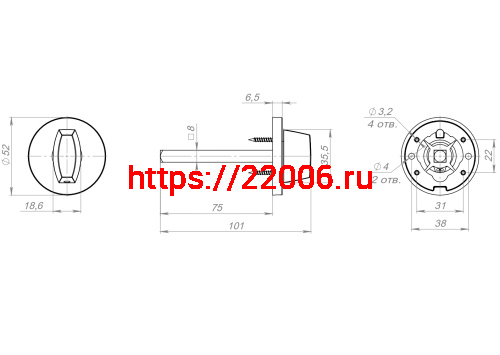 Ручка Fuaro (Фуаро) поворотная BKW8x75.R.RLR52 CP-8 хром фото 3