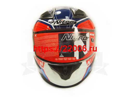 Шлем интеграл NITRO N2400 PIONEER (White/Red/Blue), размер L (6 шт в кор.) фото 2 Шлем интеграл NITRO N2400 PIONEER (White/Red/Blue), размер L (6 шт в кор.) фото 2