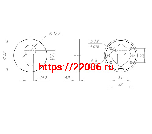 Накладка Fuaro (Фуаро) на цилиндр ESC.C.RLR/R.486 BL-24 черный (1 шт.) фото 3