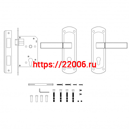 Замок цилиндровый Punto (Пунто) с ручкой LOCKSET90.ORION.4585-3 (KIT P90 4585/3 ORION) SN/CP мат.никель/хром фото 4