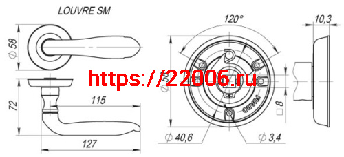 Ручка Fuaro (Фуаро) раздельная R.SM58.LOUVRE (LOUVRE SM) AS-3 античное серебро фото 2