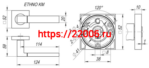 Ручка Fuaro (Фуаро) раздельная K.KM52.ETHNO (ETHNO KM) SN/CP-3 матовый никель/хром фото 4