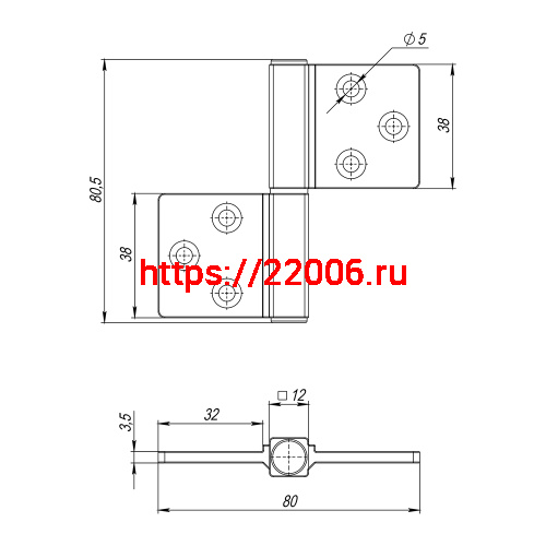 Петля Armadillo (Армадилло) универсальная флажковая FL.IN3800.US FSG флорентийское золото фото 3