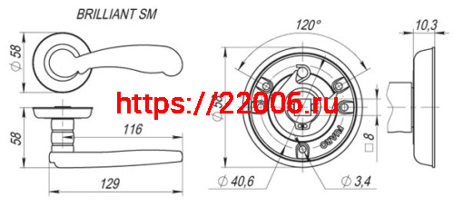 Ручка Fuaro (Фуаро) раздельная BRILLIANT SM RB-10 французское золото фото 4