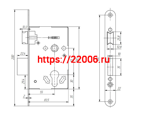 Корпус Absolyute (Абсолют) врезного замка ЗВ4.011 фото 2