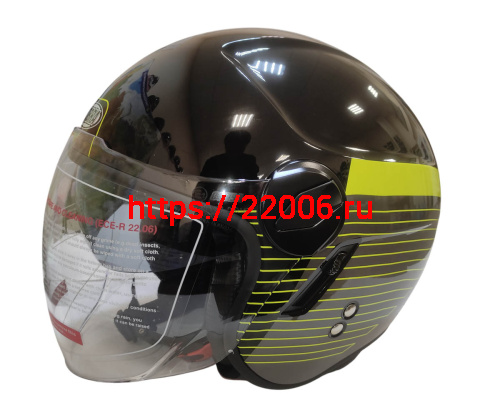 Шлем открытый COBRA EC H595, серый титан, синий, очки, размер XL