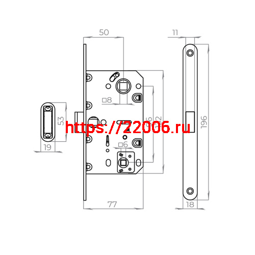 Защелка Ajax (Аякс) врезная MAGNLN96WC-50/IND (LN96WC-50/IND) AL алюминий фото 2