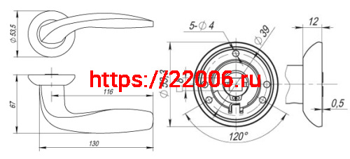 Ручка Fuaro (Фуаро) раздельная R.RM54.VITA (VITA RM) SN/CP-3 матовый никель/хром фото 2