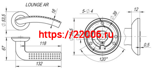 Ручка Fuaro (Фуаро) раздельная R.AR54.LOUNGE (LOUNGE AR) 130mm SG/GP-4 матовое золото/золото фото 2