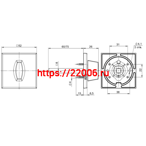 Ручка Fuaro (Фуаро) поворотная BKW8x75.K.RL52 (BKW8x75 RL) SSG сатинированное золото фото 3
