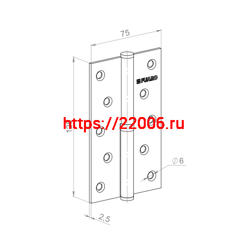 Петля Fuaro (Фуаро) съемная IN5430SR SN правая (413-5 125x75x2,5) мат. никель фото 2