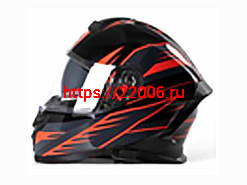 Мотошлем VIRTUE MD-820 закрытый с визором черный с серо-красным рисунком (M)