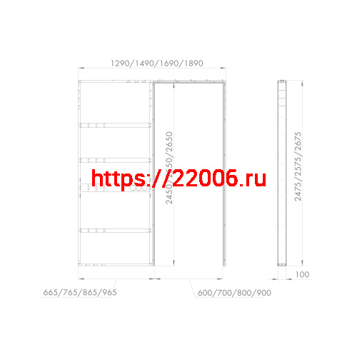 Пенал для скрытой раздвижной Armadillo (Армадилло) системы SLD.Comfort-PENAL caseta 900/2600 фото 2