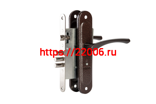 Замок Zenit (Зенит) врезной сувальдный с защёлкой в комплекте с ручкой ЗВ9.009/17 (медь), 4 кл.