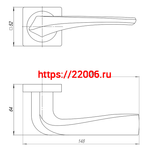 Ручка Punto (Пунто) раздельная K.QR52.METEOR (METEOR QR) SN/CP-3 матовый никель/хром фото 2