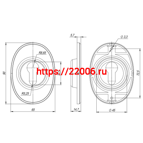 Декоративная Fuaro (Фуаро) накладка утоп. ESC 473 U eco СP ХРОМ на цилиндр фото 2