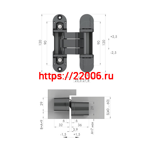 Петля Armadillo (Армадилло) скрытой установки U3D8000.VPG WH белый TECH фото 3