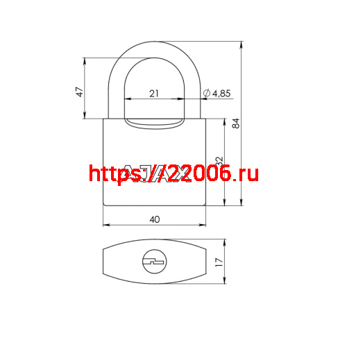 Замок Ajax (Аякс) навесной PD-0538L 3 key фото 2