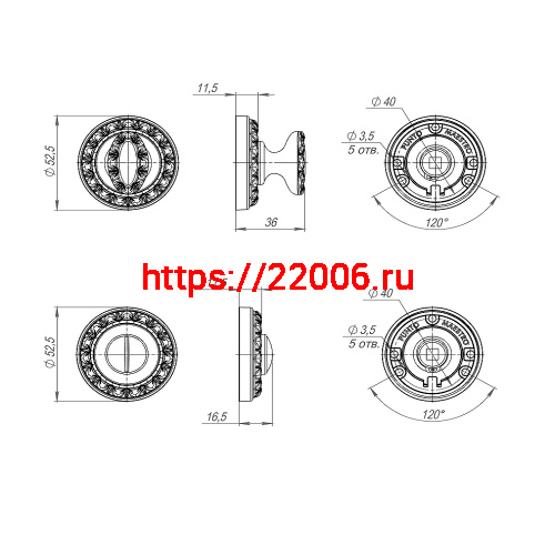 Ручка Punto (Пунто) поворотная BK6 MT SG/GP-4 матовое золото/золото фото 2