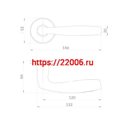 Ручка Punto (Пунто) раздельная R.EST.R52.ROUND SN-3 матовый никель фото 2