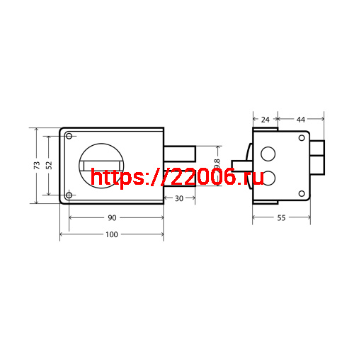 Замок Omega (Омега) накладной цилиндровый ЗН1-1 ПНЗ медь, 5 кл. фото 3