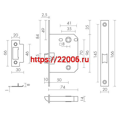 Защелка Fuaro (Фуаро) врезная PLASTP72-50 (P72-50) BL черный фото 3