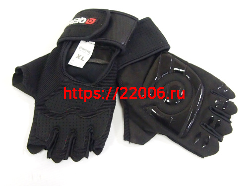 Перчатки вело/мото QG-067 без пальцев, черные Перчатки вело/мото QG-067 без пальцев, черные