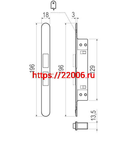 Магнитная AGB (АГБ) защелка Touch B01120.30.93.642 (черн.) с лиц.пл, с отв.пл для дерев.кор.B02404.31.93 фото 2